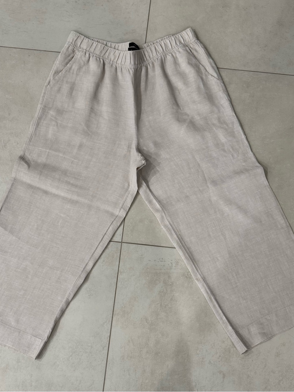 Tahari Soft Cream Linen Pant. LadiesXL elastic waist